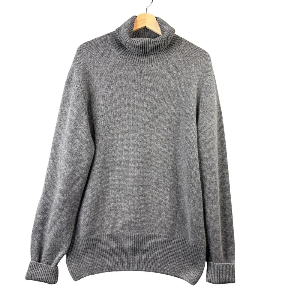 Private White VC Mens 100% Cashmere Turtleneck Sweater Gray Scotland Size 5